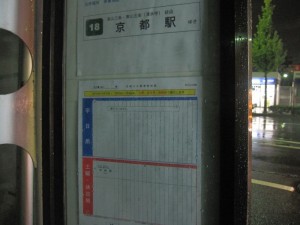 京大正門前のバス停